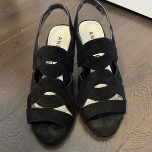 Anne Klein Black Wedge Sandals